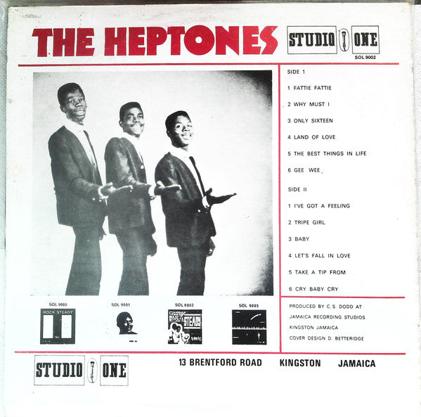 Image of Back Cover of 4615406C: LP - THE HEPTONES, The Heptones (Studio One; SOL 9002, Jamaica 1980s Reissue, Mispress) Label variant (pressing rings slightly different). Record fogged and plays through with some light surface noise. Pressed slightly off centre  VG/G