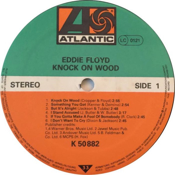 Image of Label Cover of 1714349C: LP - EDDIE FLOYD, Knock On Wood (Atlantic; ATL K 50 882, Germany 1980s Reissue) Sleeve has sticker glue and light damage on front  VG/VG+