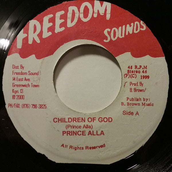 Image of Front Cover of 3224225E: 7" - PRINCE ALLA, Children Of God (Freedom Sounds; , Jamaica 1999 Reissue) Foggy press, plays fine. Clean labels.  /VG