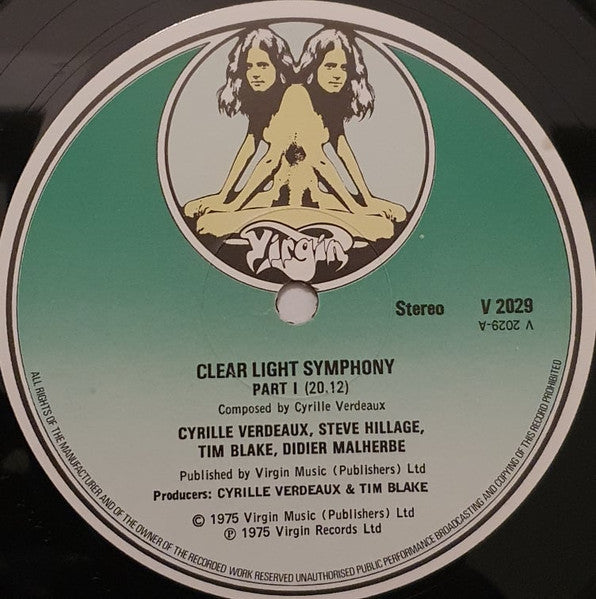 Image of Label Cover of 0225097E: LP - CLEARLIGHT SYMPHONY, Clear Light Symphony (Virgin Green w/Drawing; V 2029, UK 1976 Reissue)   VG+/VG+