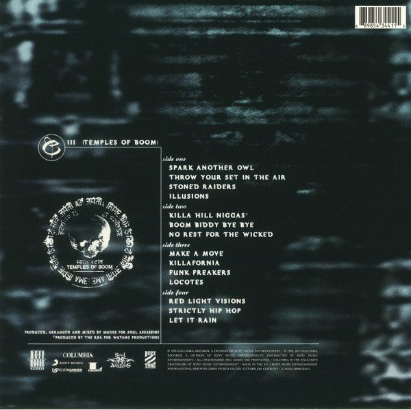 Image of Back Cover of 2xLP - VG/VG+ - CYPRESS HILL, III - Temples Of Boom (Ruffhouse Records; 88985434411, Europe 2017 Reissue, 2 Inners, 180 Gram Vinyl), ,  - 3846086S