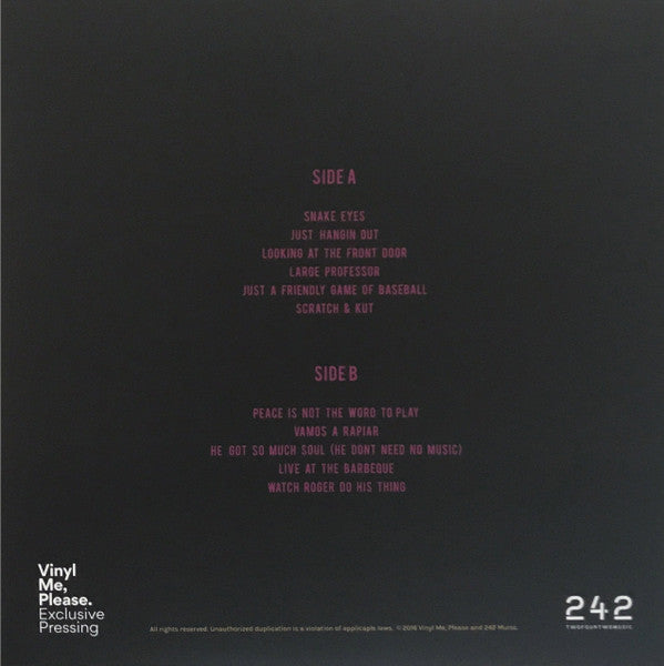 Image of Back Cover of 2xLP - VG+/VG+ - MAIN SOURCE, Breaking Atoms (Vinyl Me, Please; VMP-006, US 2017 Reissue, Gatefold, Booklet & Inner, NO Prints, Orange in Clear Vinyl plus Violet 7", "Muisc" typo on back cover), ,  - 1926167E