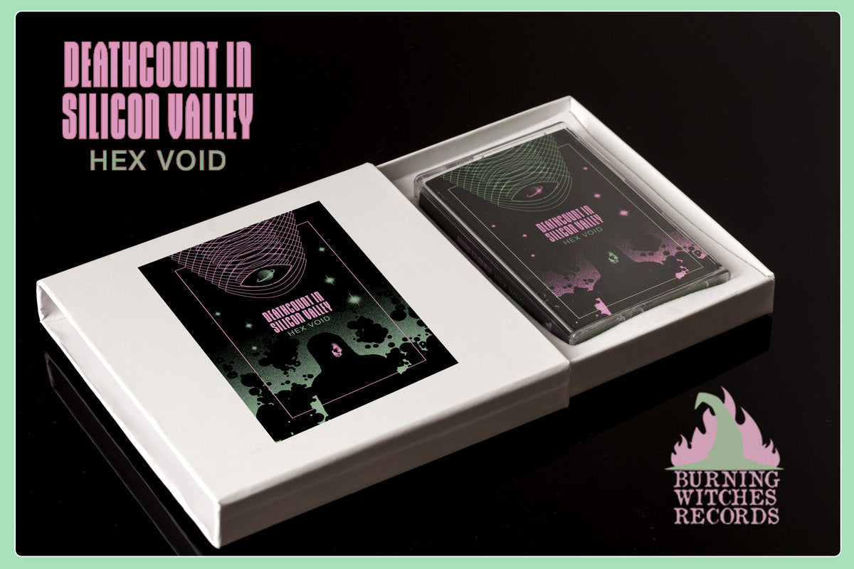 Image of Front Cover of 4853338S: Cassette - DEATHCOUNT IN SILICON VALLEY, Hex Void (Burning Witches Records; BW003, UK 2017, Box Set, Limited Edition of 25, Green Casette, Badges and Worm Hole Traveler)   VG+/VG+