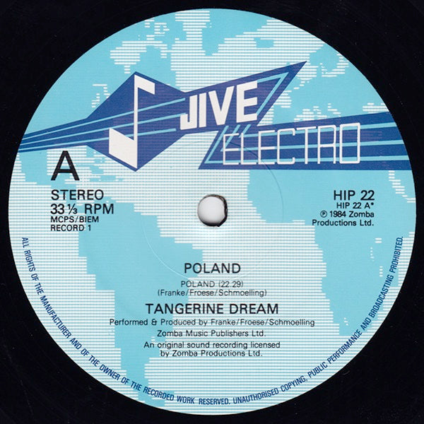 Image of Label Cover of 2xLP - VG/VG - TANGERINE DREAM, Poland (The Warsaw Concert) (Jive Electro; HIP 22, UK 1984, Gatefold), Strong VG - a few hairlines, foxing/staining inside gatefold,  - 3146244S