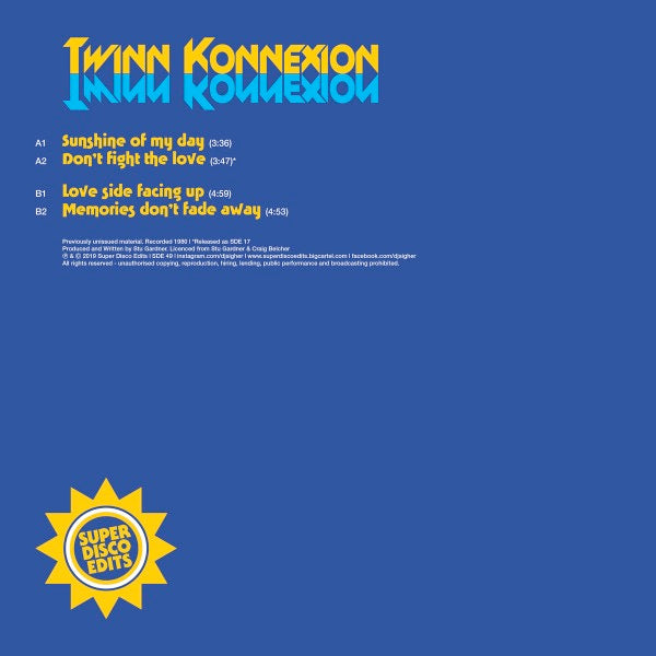 Image of Back Cover of 4725212E: 12" - TWINN KONNEXION, Sunshine Of My Day (Gardner; SDE49, UK 2020) Light ringwear,  VG+/EX