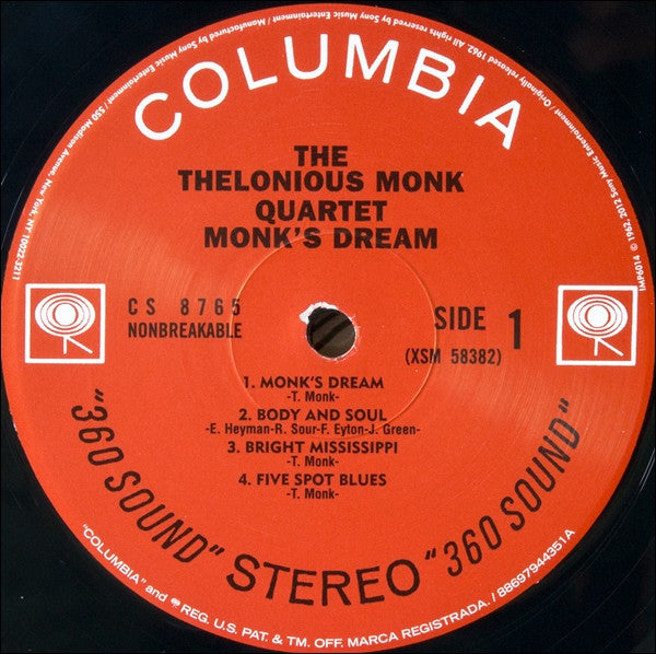 Image of Label Cover of LP - VG+/VG - THE THELONIOUS MONK QUARTET, Monk's Dream (Impex Records; IMP6014, US 2012 Reissue), Light marks on B1, Sleeve close to NM.,  - 1846164S