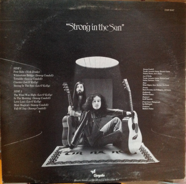 Image of Back Cover of LP - VG/G+ - TIR NA NOG, Strong In the Sun (Chrysalis Green; CHR1047, UK 1973), Side A Strong VG, Side B Has some light hairlines and surface scuffs, Glossy disc, Ring wear and edge wear,  - 2316336C