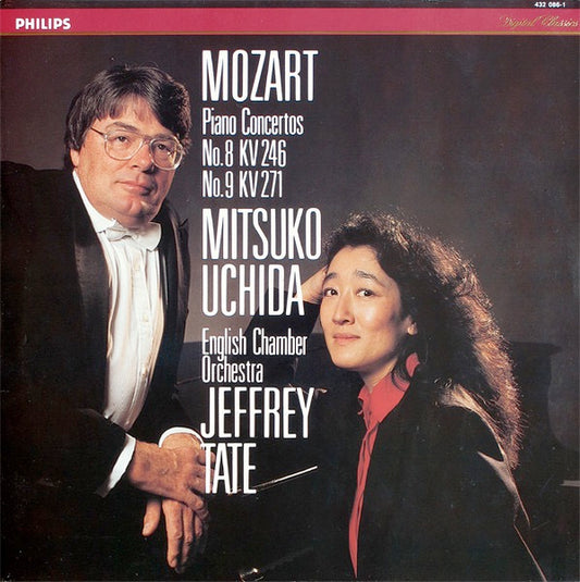 Image of Front Cover of 4925138E: LP - JEFFREY TATE, MITSUKO UCHIDA, ENGLISH CHAMBER ORCHESTRA, Mozart: Piano Concertos No.8 KV 246 / No.9 KV 271 (Philips; 432 086-1, Europe 1992)   VG+/VG+