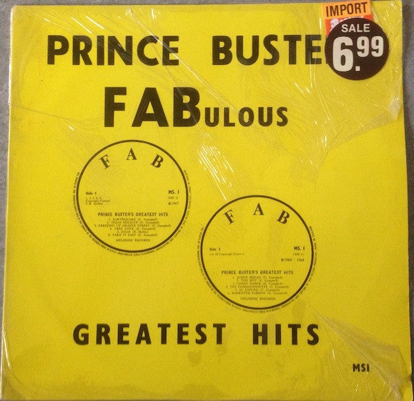 Image of Front Cover of LP - VG/VG - PRINCE BUSTER, Fabulous Greatest Hits (FAB; MS 1, UK 1970s Reissue, Non-Laminated Sleeve), Strong VG - just one light scratch on B1, top edge seam split,  - 2446172S