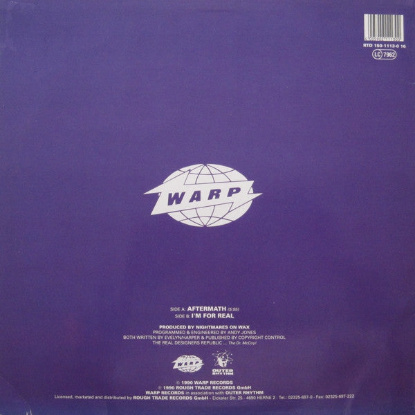Image of Back Cover of 12" - VG+/VG+ - NIGHTMARES ON WAX, Aftermath / I'm For Real (Rough Trade; RTD 150.1113.0, Germany 1990, Picture Sleeve), ,  - 2916058C