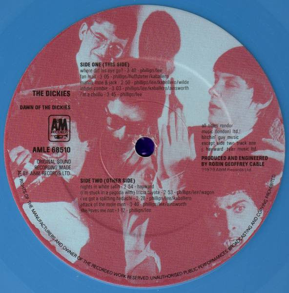 Image of Label Cover of LP - VG/G+ - THE DICKIES, Dawn of the Dickies (A&M; AMLE 68510, UK 1979, Blue Vinyl), ,  - 2426003E