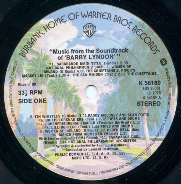 Image of Label Cover of LP - VG/VG - VARIOUS, Barry Lyndon (Music From The Soundtrack) (Warner Bros. Records; K56189, UK 1975), Edge Wear, Marks On Side 1, Doesn't Affect Play,  - 3946139S