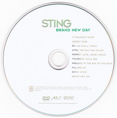 Image of Label Cover of DVD - EX/M - STING, Brand New Day (A&M Records; B0001047-19, US 2003 Reissue, DVD-Audio, Multichannel), Still SEALED In Stickered Shrinkwrap,  - 2116702C