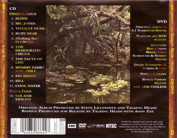 Image of Back Cover of 0914427C: 2xCD - TALKING HEADS, Naked (EMI; 0946 3 48669 2 7, Europe 2006, Jewel Case, CD & DVD)   VG+/VG+