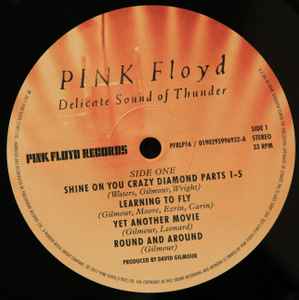 Image of Label Cover of 2xLP - EX/EX - PINK FLOYD, Delicate Sound Of Thunder (Pink Floyd Records; PFRLP16, Europe 2017 Reissue, Gatefold, 2 Inners, 180 Gram Vinyl. hype sticker, cover & label show "Breathe in the Air (Reprise)" but song is not present), Opened Instore, Still In Stickered Shrinkwrap,  - 3146094S