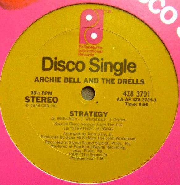 Image of Front Cover of 12" - /G+ - ARCHIE BELL AND THE DRELLS, Strategy / We Got 'Um Dancin' (Philadelphia International Records; 4Z8 3701, US 1979), Plays VG/VG+,  - 4246256S