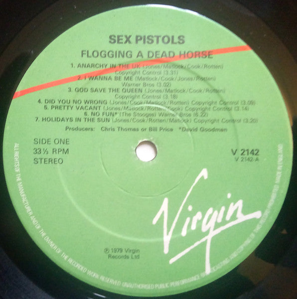 Image of Label Cover of LP - VG/VG - SEX PISTOLS, Flogging A Dead Horse (Virgin; V2142, UK 1979,   & Mack Matrix.), ,  - 4246441S