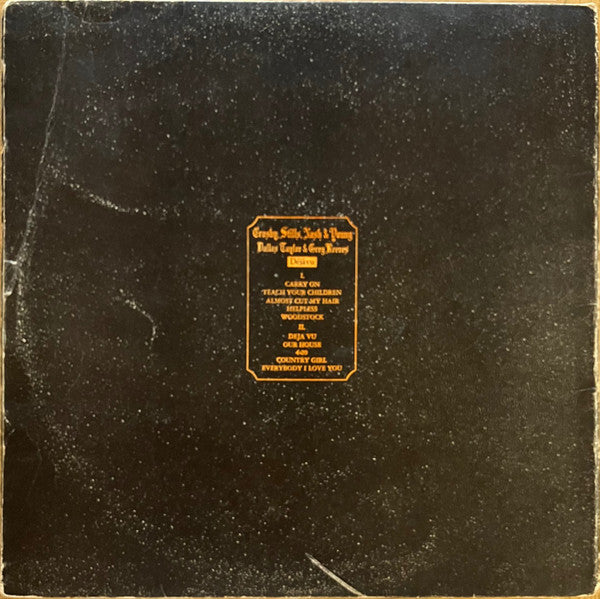Image of Back Cover of LP - VG/VG - CROSBY, STILLS, NASH & YOUNG, D j  Vu (Atlantic Plum & Orange; 2401 001, UK 1970, Gatefold Textured Sleeve, 'B' scratched out of matrix on A-side runout), ,  - 3226077E