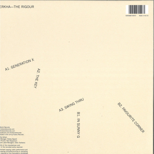 Image of Back Cover of 12" EP - VG+/VG+ - WERKHA, The Rigour (First Word Records; FW203, UK 2020, Picture Sleeve, Black Inner), ,  - 0816400C