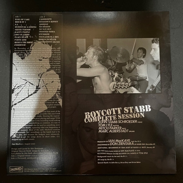 Image of Back Cover of 0513070C: LP - GOVERNMENT ISSUE, Boycott Stabb Complete Session (Dischord; DIS166VX,  2023, Inner, Pink Vinyl)   NEW/NEW