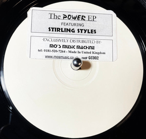 Image of Front Cover of 12" - /G+ - GROOVE CHRONICLES FEATURING STIRLING STYLES, The Power EP (Groove Chronicles; GC002, UK 1998, Stickered White Label), Record marked on both sides, though nearly all light. Labels slightly discoloured, with pen all over B-side label, A	X Wants You BackB1	Bye ByeB2	Your Powers Taking Over - 3016240C