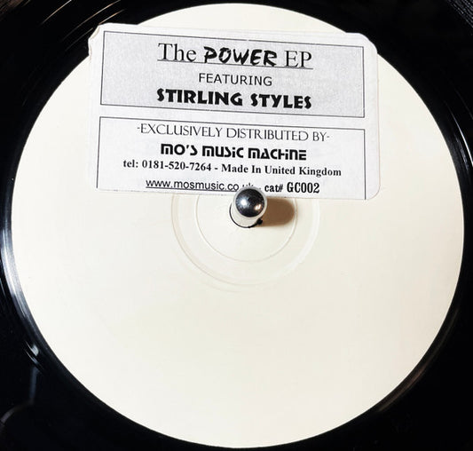 Image of Front Cover of 12" - /G+ - GROOVE CHRONICLES FEATURING STIRLING STYLES, The Power EP (Groove Chronicles; GC002, UK 1998, Stickered White Label), Record marked on both sides, though nearly all light. Labels slightly discoloured, with pen all over B-side label, A	X Wants You BackB1	Bye ByeB2	Your Powers Taking Over - 3016240C