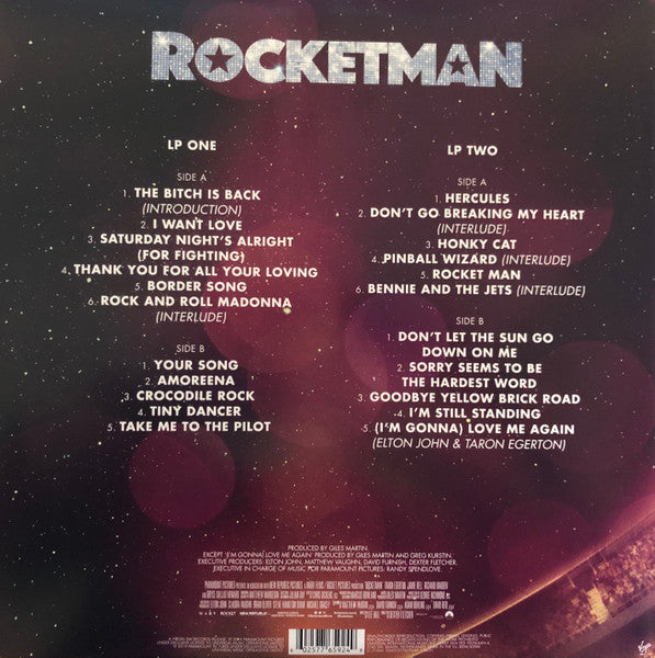 Image of Back Cover of 2xLP - VG+/EX - VARIOUS ARTISTS, Rocketman (Music From The Motion Picture) (Virgin EMI Records ; V 3231, Europe 2019, Gatefold, 2 Inners, 180 Gram Vinyl), Corner Bumps,  - 3826155E