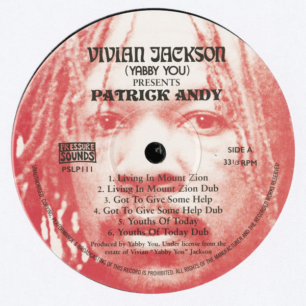 Image of Label of 0633069E: 12" - VIVIAN JACKSON PRESENTS PATRICK ANDY, Living In Mount Zion (Pressure Sounds; PSLP111, UK 2022)   NEW/NEW