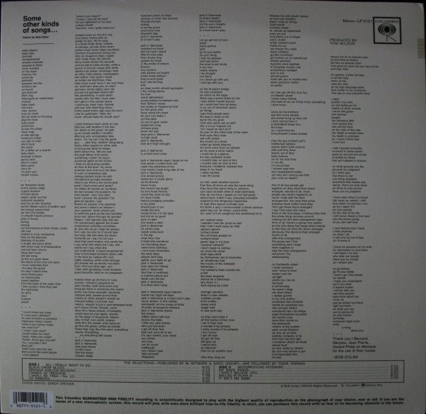 Image of Back Cover of 2524190E: LP - BOB DYLAN, Another Side Of Bob Dylan (Sundazed Music; LP 5121, US 2002 Reissue, Mono, 180 Gram Vinyl) Strong VG+, Still In Stickered Shrinkwrap  EX/VG+