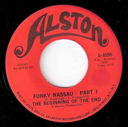 Image of Front Cover of 3524266E: 7" - THE BEGINNING OF THE END, Funky Nassau (Alston Records; A-4595, US 1971, Company Sleeve) Marks on disc.  /VG