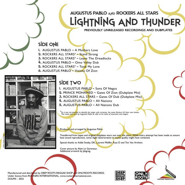 Image of Back Cover of 5114442C: LP - AUGUSTUS PABLO AND ROCKERS ALL STARS, Lightning And Thunder (Onlyroots Records; DOLP01, France 2022)   VG+/EX