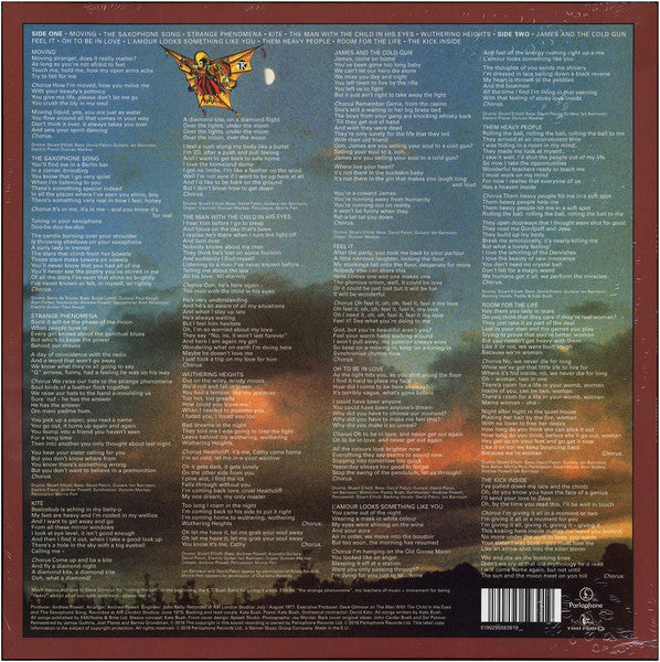 Image of Back Cover of LP - NEW/NEW - KATE BUSH, The Kick Inside (Parlophone; 0190295593919, Europe 2019, 180 Gram Vinyl), , "The Kick Inside" is the debut studio album by English singer-songwriter Kate Bush, released in 1978. The album is known for its mix of folk, rock, and art pop influences, as well as Bush's distinctive and powerful voice. The album features a number of Bush's most well-known and beloved songs, including "Wuthering Heights" and "The Man with the Child in His Eyes." The lyrics on the al