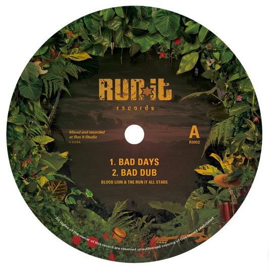 Image of Front Cover of 0346337S: 12" - BLOOD LION, THE RUN IT ALL STARS, Bad Days / Wadada (Run It Records; RI002, Switzerland 2016)   /VG