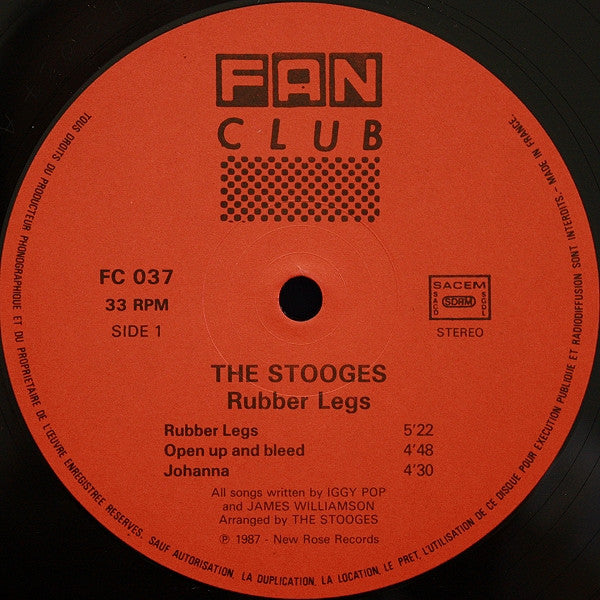 Image of Label Cover of LP - VG/VG - THE STOOGES, Rubber Legs (New Rose; NR330, France 1987, Inner, No 7"), ,  - 1326313E