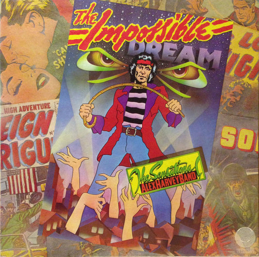 Image of Front Cover of 4644022S: LP - THE SENSATIONAL ALEX HARVEY BAND, The Impossible Dream (Vertigo; 6360 112, UK 1974, Gatefold) Long light hairline on B side. Slight corner wear.  VG+/VG+