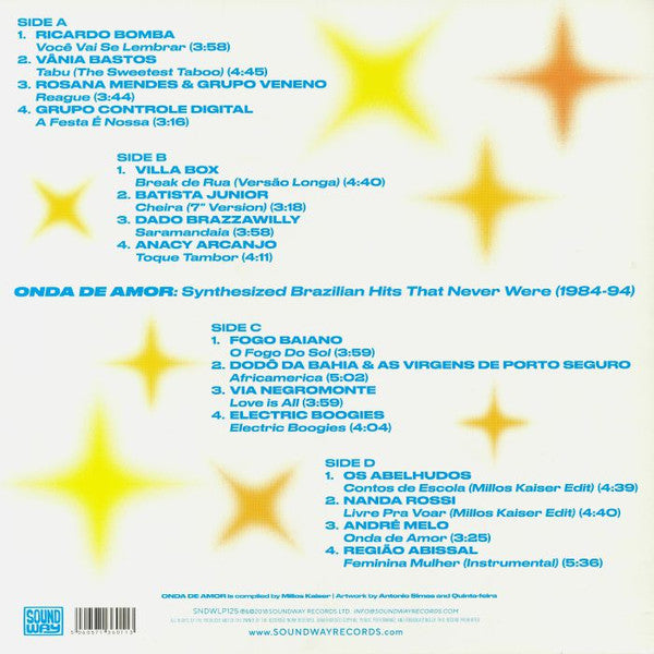 Image of Back Cover of 4224383E: 2xLP - VARIOUS, Onda De Amor (Synthesized Brazilian Hits That Never Were 1984-94) (Soundway; SNDWLP125, UK 2018, Gatefold)   VG+/VG