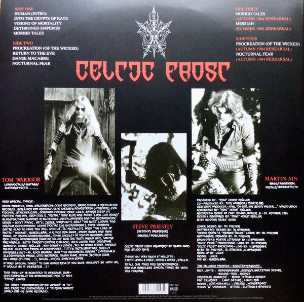 Image of Back Cover of 2xLP - VG+/VG+ - CELTIC FROST, Morbid Tales (Noise; NOISE2CLP010, Europe 2023, Gatefold, 2 Inners & Booklet , 2 Posters, Red Vinyl), ,  - 2226009E