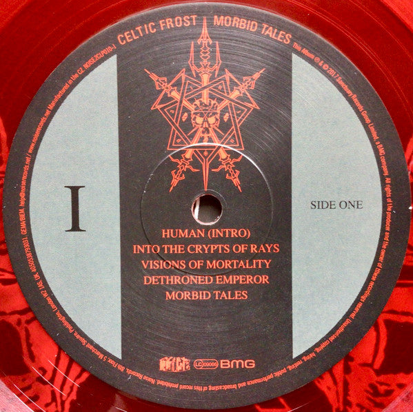 Image of Label Cover of 2xLP - VG+/VG+ - CELTIC FROST, Morbid Tales (Noise; NOISE2CLP010, Europe 2023, Gatefold, 2 Inners & Booklet , 2 Posters, Red Vinyl), ,  - 2226009E