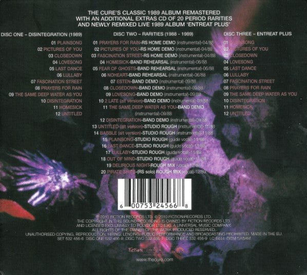 Image of Back Cover of 3xCD - VG/VG+ - THE CURE, Disintegration (Fiction Records; 532 456-6, Europe 2010, Slipcase, Booklet, Deluxe Edition), ,  - 3736075E