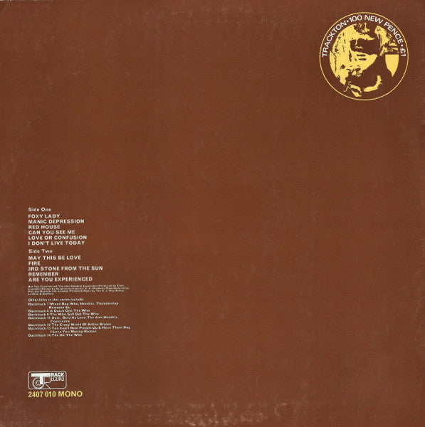 Image of Back Cover of LP - VG+/VG+ - THE JIMI HENDRIX EXPERIENCE, Backtrack 10 - Are You Experienced (Track; 2407 010, UK 1971 Reissue, Mono), ,  - 3046138S