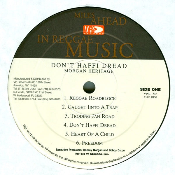 Image of Label Cover of LP - VG+/VG+ - MORGAN HERITAGE, Don't Haffi Dread (VP Records; VPRL1545, US 1999), Shrink-wrap,  - 3216337C