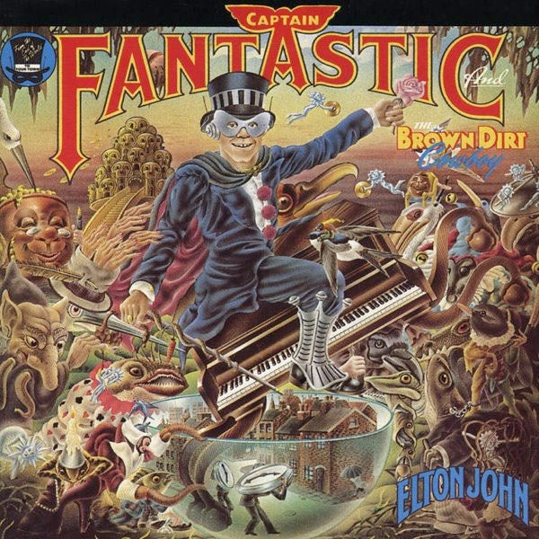 Image of Front Cover of LP - G+/VG+ - ELTON JOHN, Captain Fantastic and the Brown Dirt Cowboy (DJM Records; DJH 20500, UK 1975 Reissue, Gatefold, 2 Booklets, Poster, A10/B10), Previous owner's name on cover in blue pen.,  - 1426368E