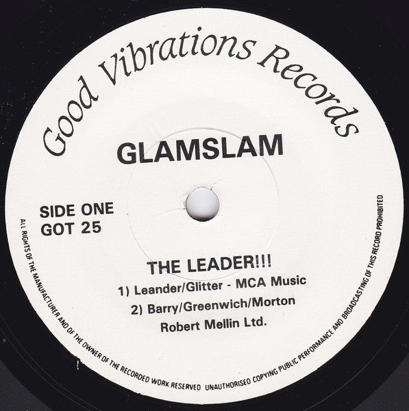 Image of Label Cover of 0853128S: 7" - GLAM SLAM, The Leader! (Good Vibrations Records; GOT25, UK 1991, Fold Out Sleeve, Stiff Little Fingers)   VG/VG+