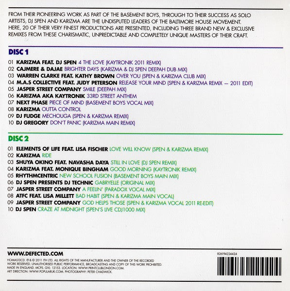 Image of Back Cover of 2xCD - VG+/VG+ - SPEN & KARIZMA, House Masters (ITH Records; HOMAS13CD, UK 2011, Gatefold In Stickered Shrinkwrap), ,  - 2216508C