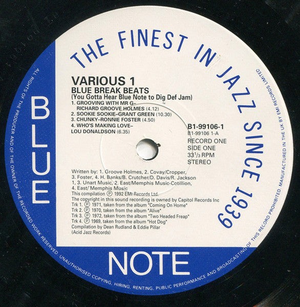 Image of Label Cover of 2xLP - VG/VG - VARIOUS, Blue Break Beats (Blue Note; B1 99106, UK 1992), ,  - 3226092E