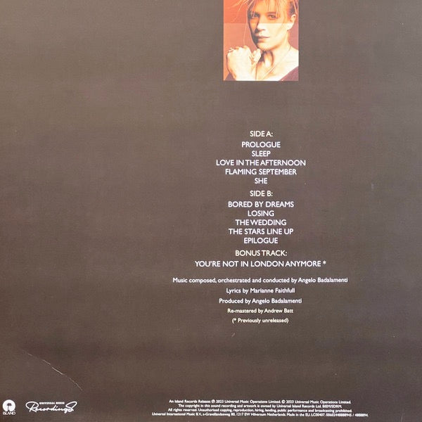 Image of Back Cover of 1533112E: 2xLP - MARIANNE FAITHFULL, A Secret Life (UMC/Island; 4888894,  2023 Reissue, Inner, Record Store Day 2023)   NEW/NEW