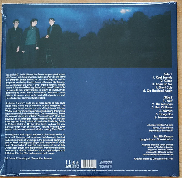 Image of Back Cover of 1713096C: LP - SCHLEIMER K, Schleimer K (Glass Modern; GLAMLP054,  2023 Reissue, Record Store Day 2023, Yellow Vinyl)   NEW/NEW