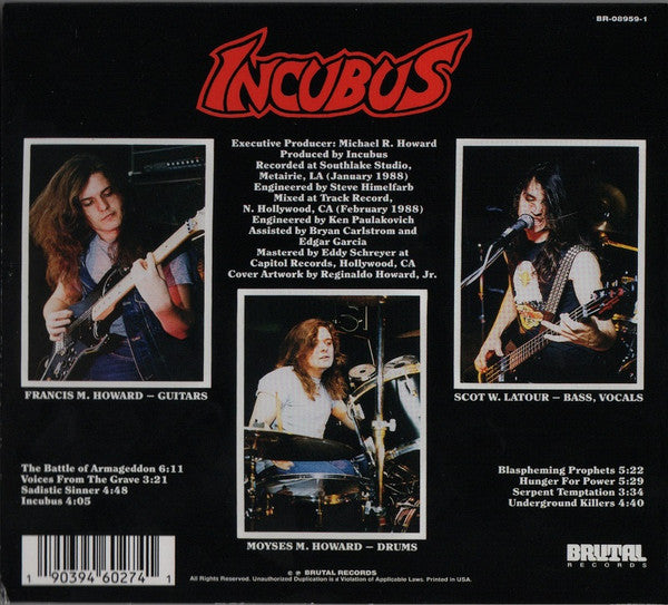 Image of Back Cover of 4914603C: CD - INCUBUS, Serpent Temptation (Brutal Records; BR-08959-1, US 2016)   M/M