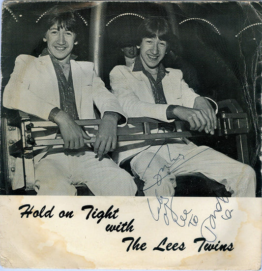 Image of Front Cover of 0923093E: 7" EP - THE LEES TWINS, Hold On Tight (Denman Discs ; DD 109, UK 1981, Picture Sleeve, Fan Club Form, Signed By Both) Strong VG  VG/VG