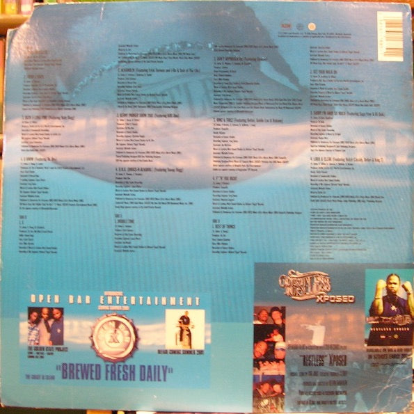 Image of Back Cover of 2xLP - VG/G+ - XZIBIT, Restless (Loud Records; 1885-1, US 2000), Lots of marks and light scuffs on discs. Sleeve is worn on sides and corners with light sticker damage in top right and some mild creasing.,  - 0616445C